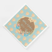 Serviette En Papier Papier Mariage rétro bleu Calico Scallop (Coin)