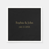 Serviette En Papier Papier Mariage romantique noir et or Napkin (Devant)
