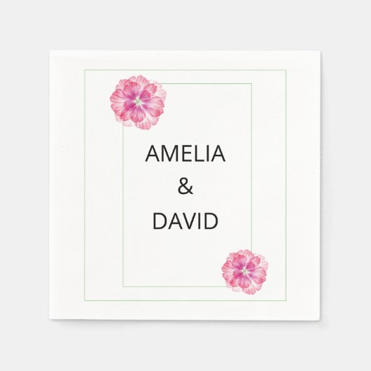 Serviette En Papier Papier Mariage rose (Devant)