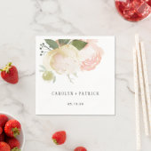 Serviette En Papier Papier Mariage rose blanc Peony ivoire (En situation)