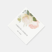 Serviette En Papier Papier Mariage rose blanc Peony ivoire (Coin)
