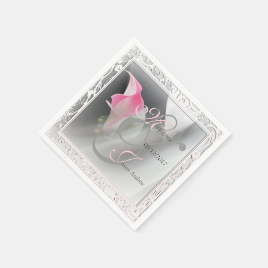 Serviette En Papier Papier Mariage rose Calla Lily (Coin)