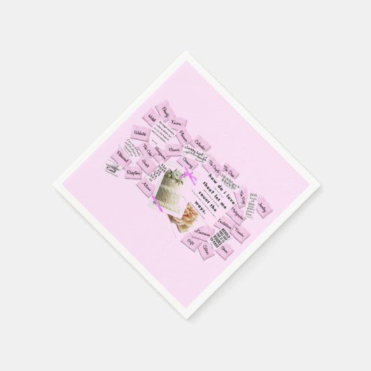 Serviette En Papier Papier Mariage rose et blanc (Coin)