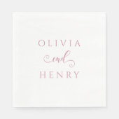 Serviette En Papier Papier Mariage rose minimaliste (Devant)