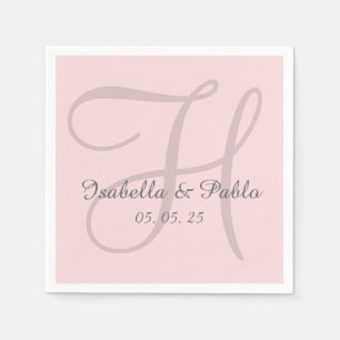 Serviette En Papier Papier Mariage rose pâle Monogramme