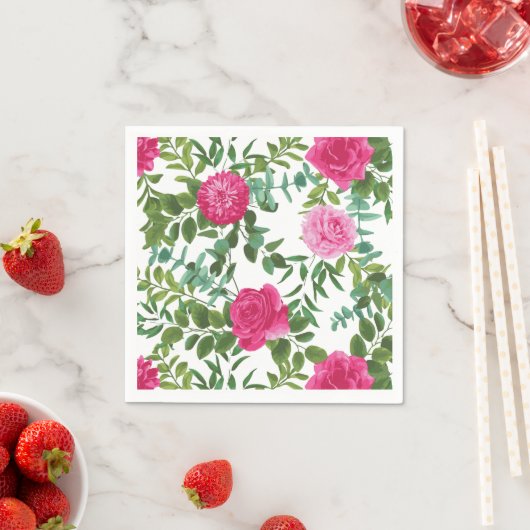 Serviette En Papier Papier Mariage rose vif (En situation)