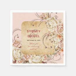Serviette En Papier Papier Mariage Rose vintage d'automne Napkin