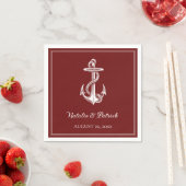 Serviette En Papier Papier Mariage rouge Ancre nautique (En situation)