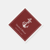 Serviette En Papier Papier Mariage rouge Ancre nautique (Coin)