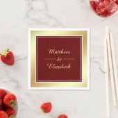 Serviette En Papier Papier Mariage rouge Faux Gold Foil (En situation)