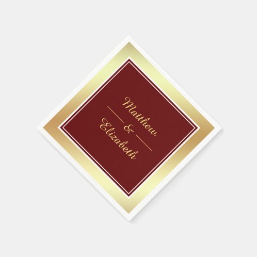 Serviette En Papier Papier Mariage rouge Faux Gold Foil (Coin)