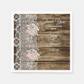 Serviette En Papier Papier Mariage rustique en bois et dentelle (Devant)