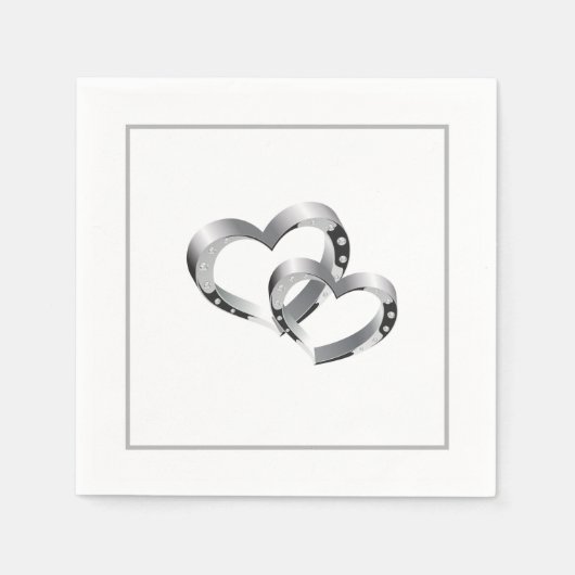 Serviette En Papier Papier Mariage-serviettes deux coeurs (Devant)