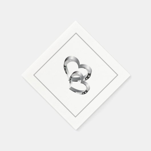 Serviette En Papier Papier Mariage-serviettes deux coeurs (Coin)