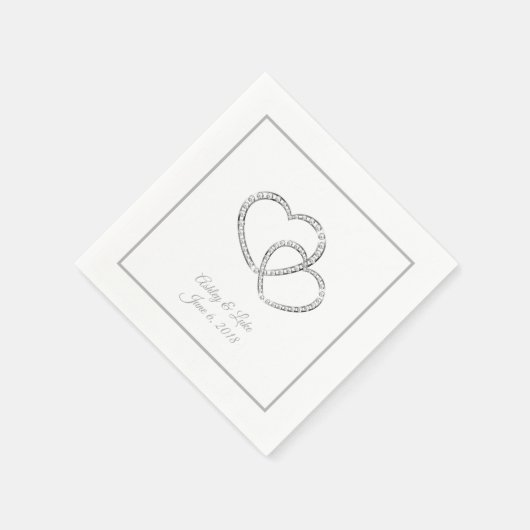 Serviette En Papier Papier Mariage-serviettes deux coeurs (Coin)