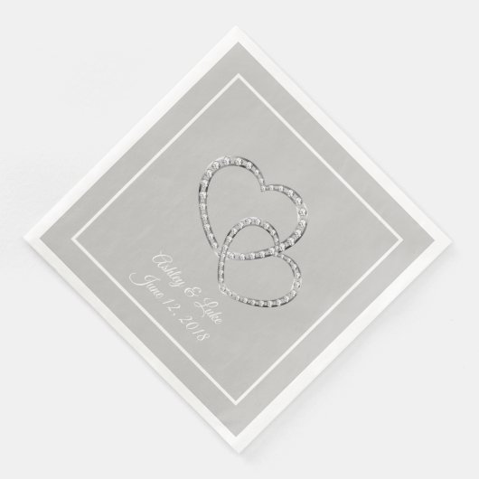 Serviette En Papier Papier Mariage-serviettes deux coeurs (Coin)