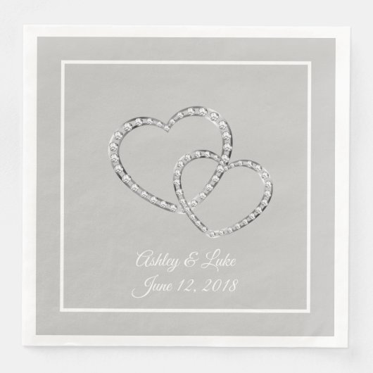 Serviette En Papier Papier Mariage-serviettes deux coeurs (Devant)
