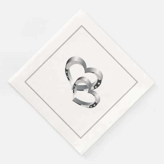 Serviette En Papier Papier Mariage-serviettes deux coeurs (Coin)