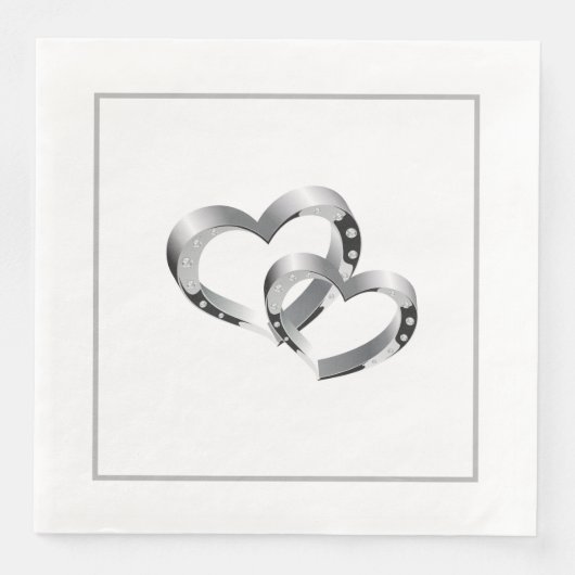 Serviette En Papier Papier Mariage-serviettes deux coeurs (Devant)