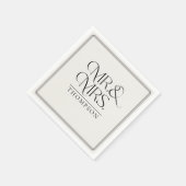 Serviette En Papier Papier Mariage simple M & Mme Cream (Coin)