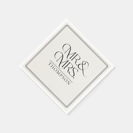 Serviette En Papier Papier Mariage simple M & Mme Cream (Coin)