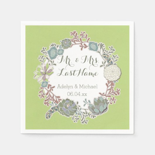 Serviette En Papier Papier Mariage Succulent Personnalisé (Devant)