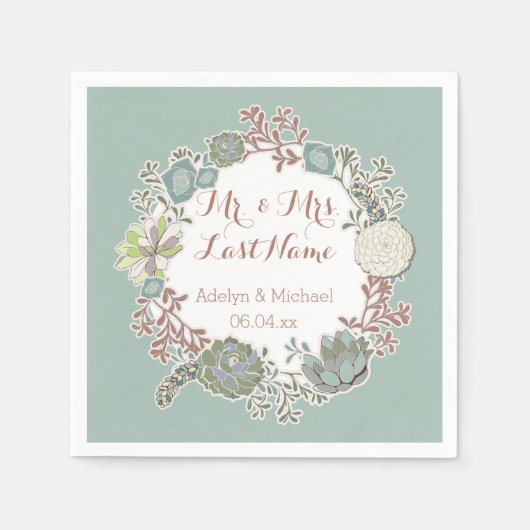 Serviette En Papier Papier Mariage Succulent Personnalisé (Devant)