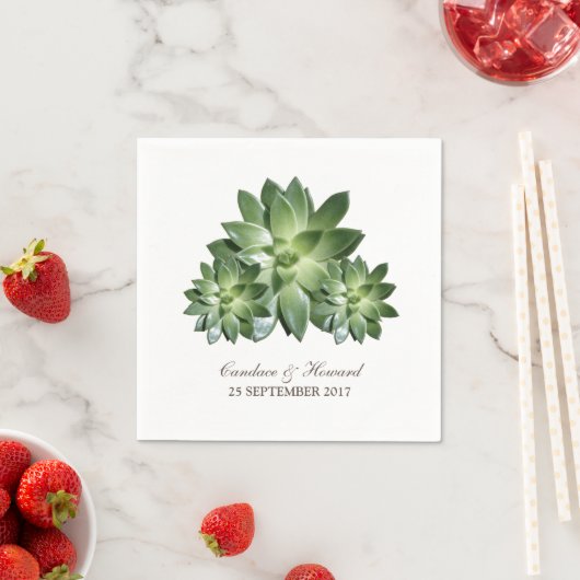 Serviette En Papier Papier Mariage Succulent simple (En situation)