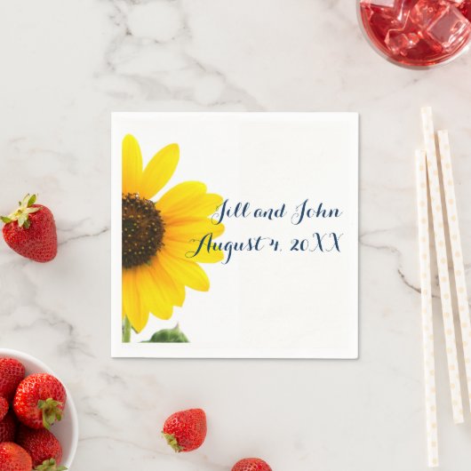 Serviette En Papier Papier Mariage Sunny Sunflower (En situation)