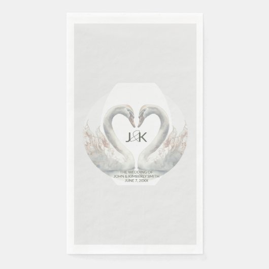 Serviette En Papier Papier Mariage Swan personnalisé serviettes (Devant)