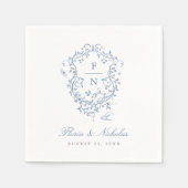 Serviette En Papier Papier Mariage Toile Bleu Naples Chinoiserie (Devant)