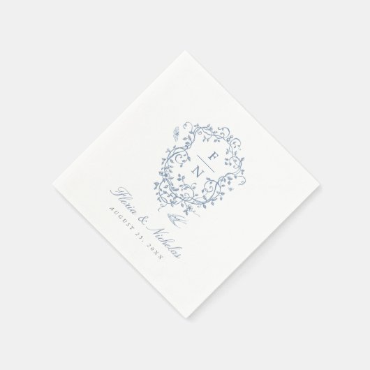 Serviette En Papier Papier Mariage Toile Bleu Naples Chinoiserie (Coin)