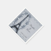 Serviette En Papier Papier Mariage Tour Eiffel bleu Naples (Coin)