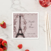 Serviette En Papier Papier Mariage Tour Eiffel rose Naples (En situation)