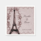Serviette En Papier Papier Mariage Tour Eiffel rose Naples (Devant)