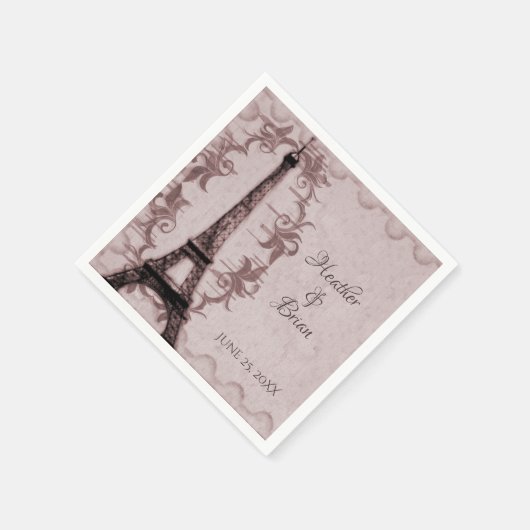 Serviette En Papier Papier Mariage Tour Eiffel rose Naples (Coin)