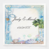 Serviette En Papier Papier Mariage Tropical Beach Seashell (Devant)