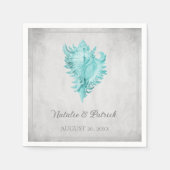 Serviette En Papier Papier Mariage turquoise Conch Shell (Devant)