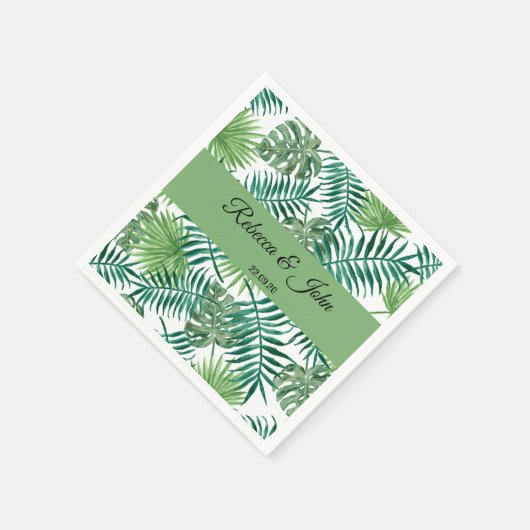 Serviette En Papier Papier Mariage vert de palme tropical Napkin (Coin)