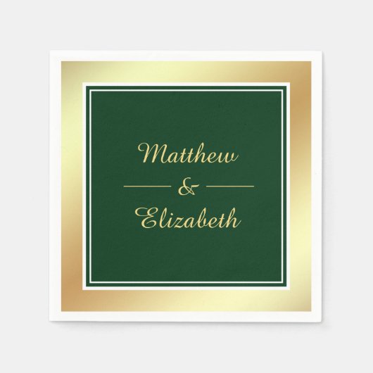 Serviette En Papier Papier Mariage vert Faux Gold Foil (Devant)