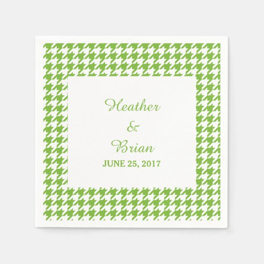 Serviette En Papier Papier Mariage vert Houndstooth (Devant)