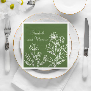 Serviette En Papier Papier mariage vert olive