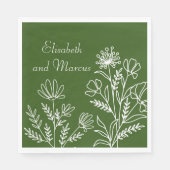 Serviette En Papier Papier mariage vert olive (Devant)