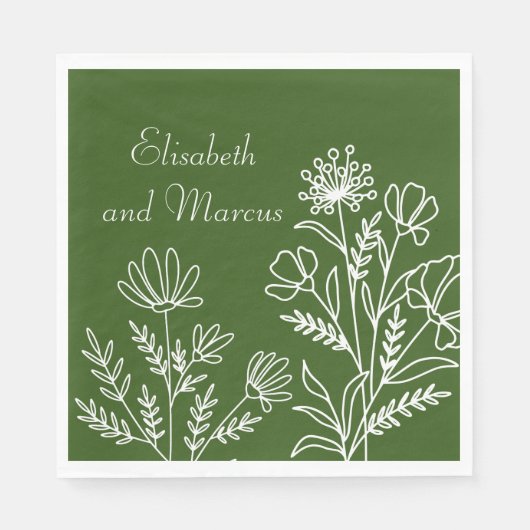 Serviette En Papier Papier mariage vert olive (Devant)
