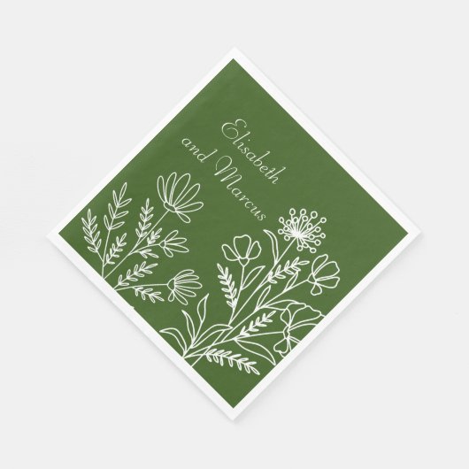 Serviette En Papier Papier mariage vert olive (Coin)
