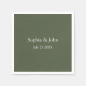 Serviette En Papier Papier Mariage vert Olive moderne Napkin (Devant)