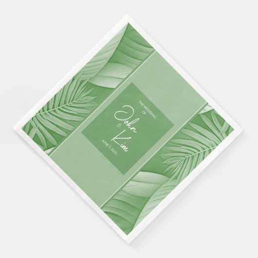 Serviette En Papier Papier Mariage vert tropical Napkin (Coin)