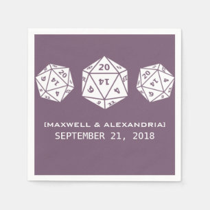 Serviette En Papier Papier Mariage violet D20 Dice Gamer