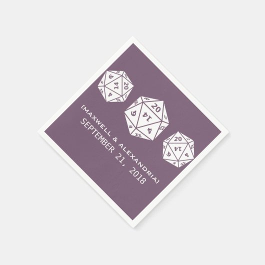 Serviette En Papier Papier Mariage violet D20 Dice Gamer (Coin)