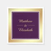 Serviette En Papier Papier Mariage violet Faux Gold Foil (Devant)
